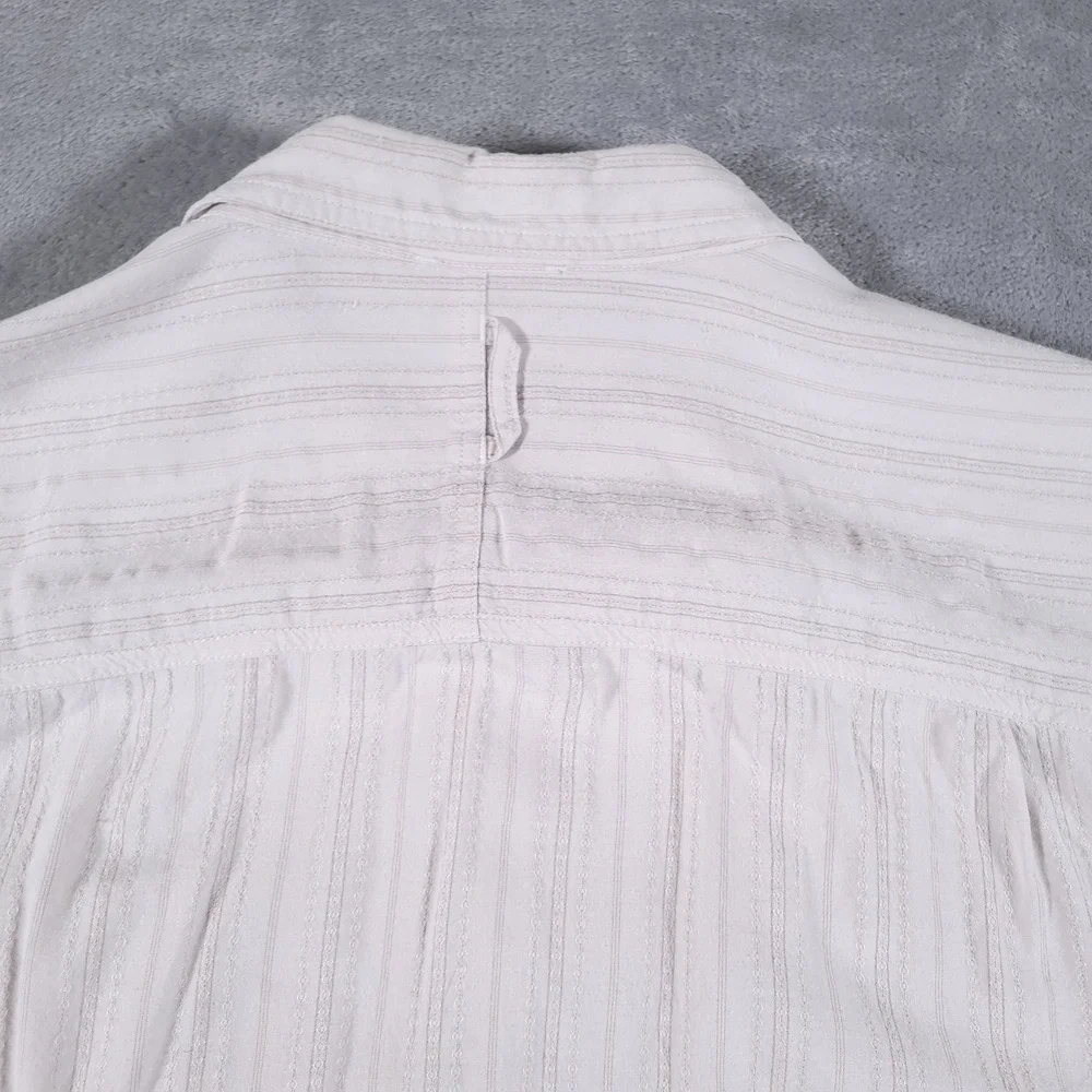 The North Face Shirt Mens XXL Beige Striped Button Up Short Sleeve Hiking Travel